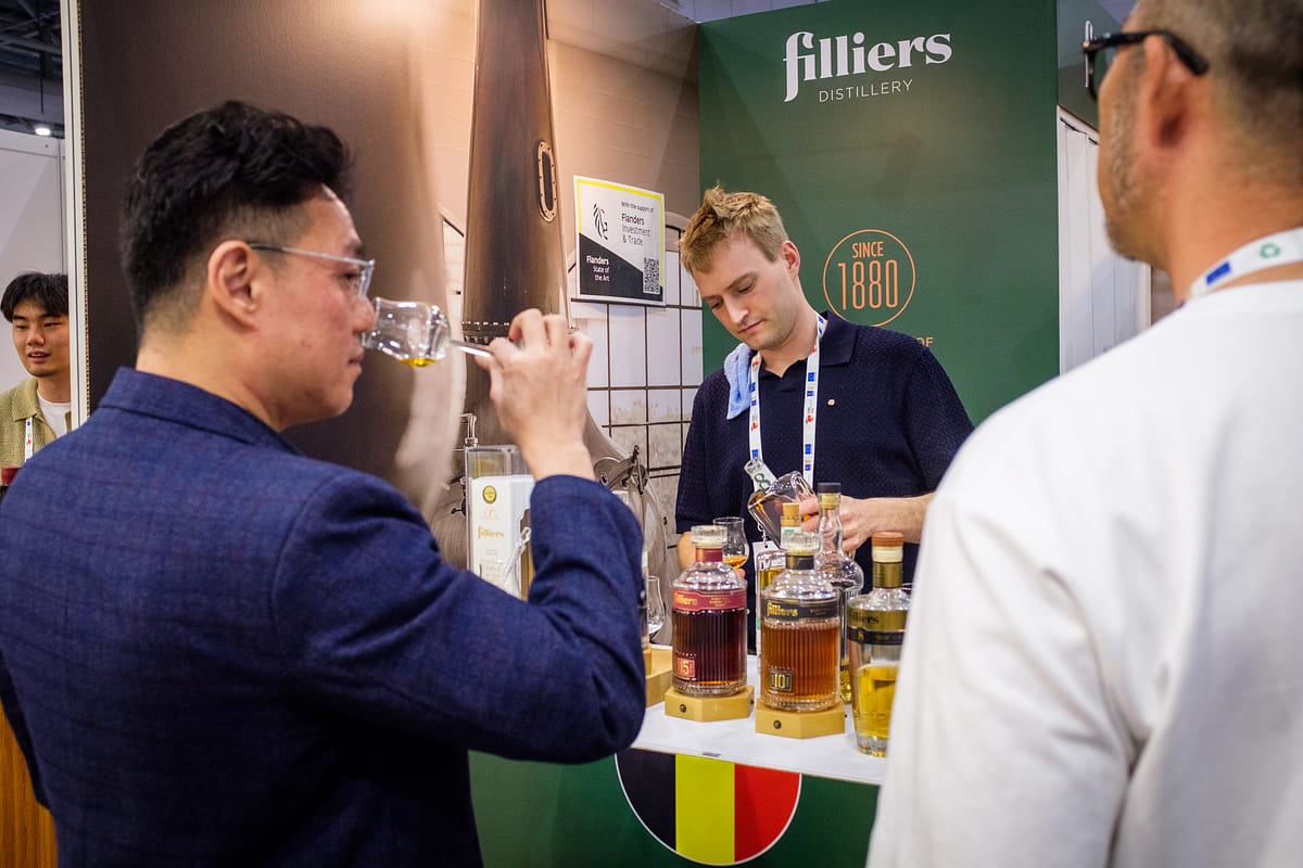Gin and spirits on display at ProWine Singapore 2026, including Archipelago Gin and Distillerie Filliers