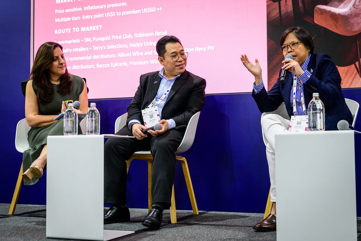 Industry panel discussion at ProWine Singapore 2026, moderated by Nimmi Malhotra of The Drinks Business