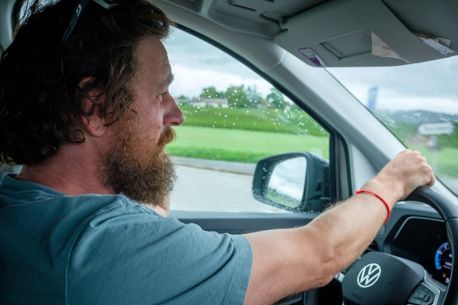 Maxime Sother driving us to the winery.