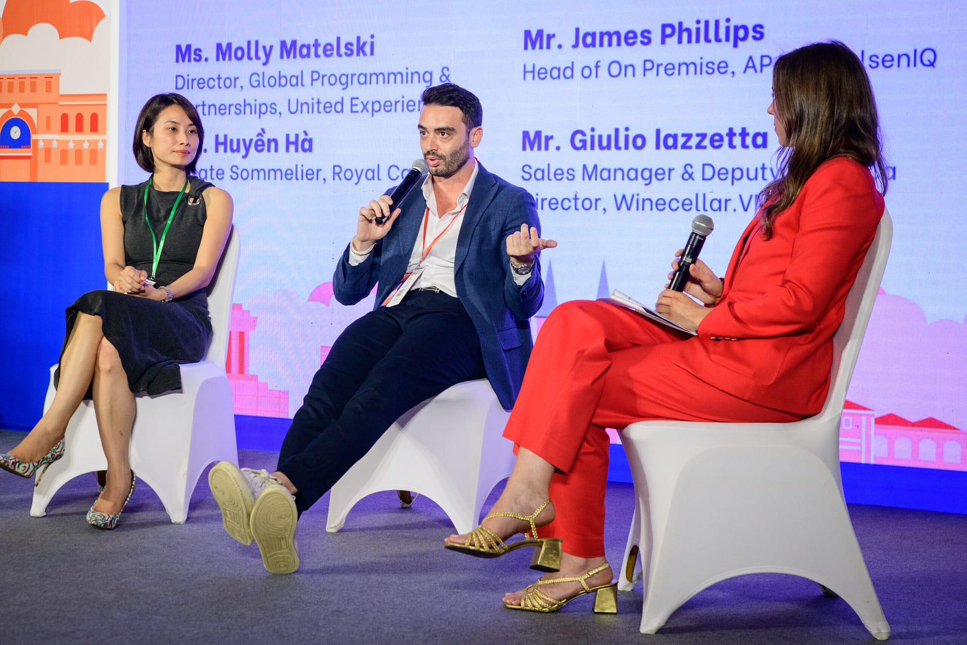 Giulio Iazzetta, Huyền Hà and Molly Matelski at the panel