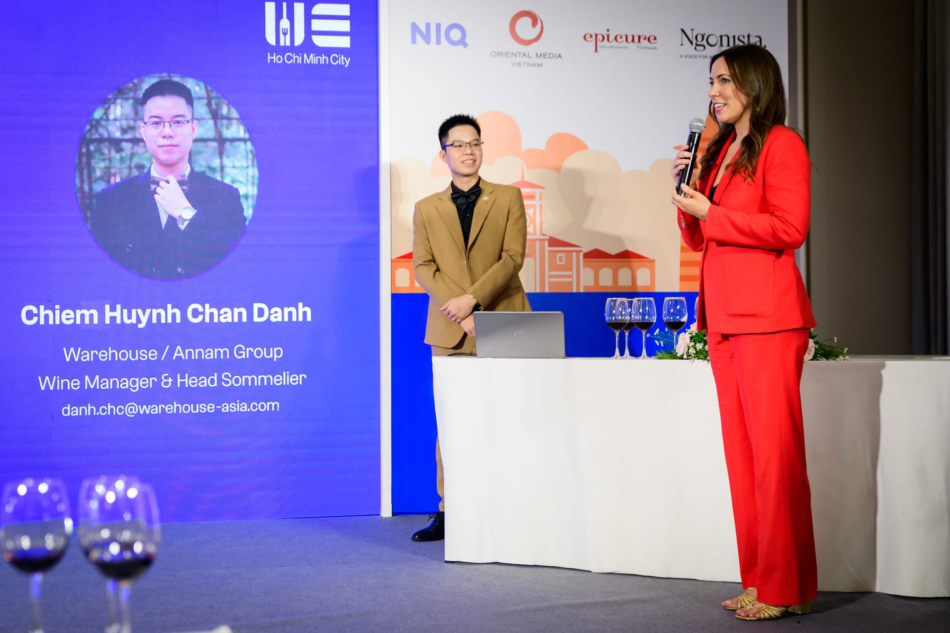 Molly Matelski of United Experience introducing a speaker at a session during Wines Experience Ho Chi Minh City 2026