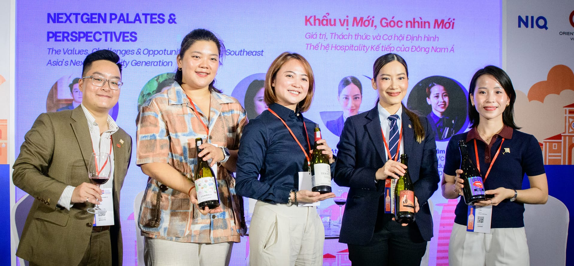 Photo of Ms. Khan Vi Le Hoang, with Ms. Minyoung Ryu, Ms. Happy Gan, Khun Atchara 'Apple' Wongthai Palleros, Ms. Trâm Tran